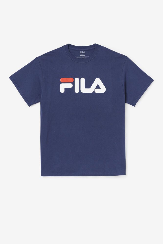 Fila Logo T-Shirt Navy - Mens - 48257AJFX